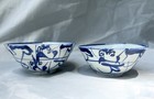 Ming Dynasty Blue   White Antique Xuande Kraak Porcelain Bowl Set Of Two  2 