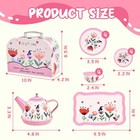 Floral Tea Party Set Kids Pretend Play Tea Set With Case Pink