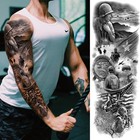 Briyhose Military Sleeve Temporary Tattoos For Men Women  Black Full Arm War