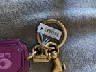 Coach Badge Bag Charm Hibiscus brass Key Ring Nwt Free Ship 