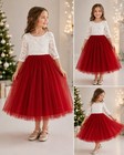 Red Girls Tulle Princess Tutu Dress Party Gown Birthday Bridesmaid Prom Kids
