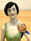 Antique Germany 1558 Flapper Woman Girl 3 5  Porcelain Pin Cushion Half Doll