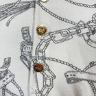 Lauren Ralph Lauren  Polo Shirt Womens L Cream Horse Bit Rope Print Gold Buttons