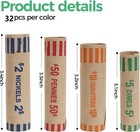 128pcs Assorted Preformed Coin Wrappers Rolls  Change Paper Rolls Wrapping Tubes