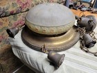 Vintage Victorian Hanging Chandelier Early 1900s Brass Rim Glass Globe Ornate