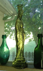 Huge 14 3 8 olive Green Madonna Virgin Mary Figural Glass Candle Holder Bottle