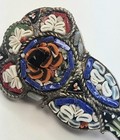 Beautiful Vintage Italian Micro Mosaic Guitar Floral Brooch Pin