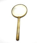 Vintage Brass Tone Hand Held Vanity Mirror Victorian Lady Blue Dress 12 
