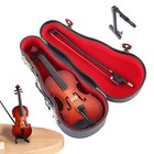 Mini Violin With Case Music Instrument Gift Wooden Mode Collection Small Tiny