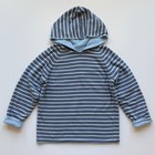Boys 8 130 Hanna Andersson Hooded Sweater Reversible Blue White Stripe Solid