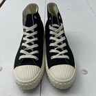 Office Black High Top Lace Up Shoes Sneakers Casual Canvas Womens Size 8 New