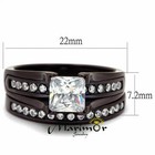 Stainless Steel 2 10 Ct Princess Cut Zirconia Brown Wedding Ring Set Womens 5-10