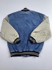 Gap Jacket Youth Boys Xl Blue Denim Varsity Bomber Snap Quilted Lined Short