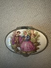 Vintage Victorian Oval Pill Box Of Courting Victorian Couple