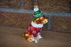 Blown Glass Christmas Tree Ornament 4 5  Bulldog Puppy Dog In Red Sweater Figure