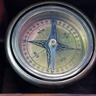 Brass Maritime Style Nautical Compass In Wooden Box Collectible Navigation