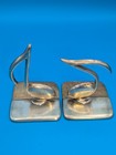 Vintage Set Of 2 Solid Brass Musical Note Bookends