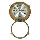 Antique Marine Corps Ship Porthole Analog Solid Brass And Wood Wall Clock Quartz