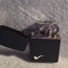 Zippo Matte Black Lighter Pipe Graphic Cigarette Theme Usa Bradford Pa Tin Case