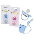 2 Pc Baby Pacifiers Orthodontic With 2 Pc Pacifier Holders Blue And Pink Color