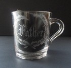 1876 Souvenir Centennial Exposition Glass Cup Independence Hall  father 