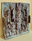 Antique Bronze Benin Oba King Battle Plaque Soldiers African Carving Statue  