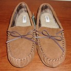 Goodfellow Men s Suede Leather Moccasin Slippers  size 10   Golden Brown -new