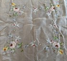 Vintage Madeira Hand Embroidered Organdy Linen Tablecloth 50x50 Floral Pastel