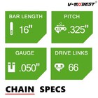 4pcs 16 Inch Chainsaw Saw Chain  325  Pitch  050  Gauge 66dl Fit Husqvarna 435