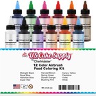 Chefmaster 2-ounce 12-color Airbrush Cake Color Kit With Usa Color Mixing Wheel