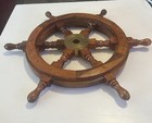 18 sailboat Wooden Brass Ship Wheel Pirate Wall Decor Marine Boat Steering Wheel