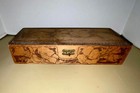 Vintage Pyro Art Wooden Glove Box With Flowers   Sewing Items Thread