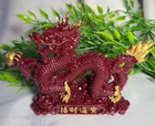 5 7   Full Body Cinnabar Chinese Dragon W  Sphere Crystal Stone Carving Statue