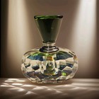 Green irridescent Faceted Glass Perfume Bottle With A Green Translucent Top