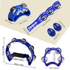 4-bell Metal Tambourine - Handheld Percussion For Adults Blue