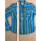 Roper Women s Blue Green Striped Western Long Sleeve Button Up Shirt Size M