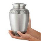 Reminded Cremation Memorial Urn For Human Ashes  Silver Adult Funeral 