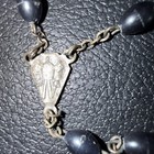 Vtg Black Wood Rosary W mary Medallion  16    Roma On Crucifix