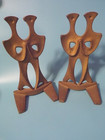 Vintage Mid Century Japanese Metal Cubism Sculpture Bookends Made In Japan 7 