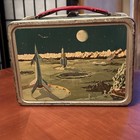 Vintage 1958 Thermos Brand Space Age Astronauts Satellite Lunch Box  No Thermos 