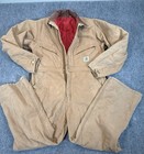 Carhartt Mens 46x29 Short Duck Insulated Coveralls Brown Quilted Lining Workwear