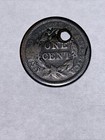 1844 Usa Braided Hair Large Cent With Hole