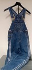 Vintage 90s Denim Overhalls With Stripe Down Leg And Lace Up Back Kids Size 7 8