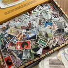Large Lot Of Stamps From Around The World  Used And Unused   Cigar Box - 20 Oz 