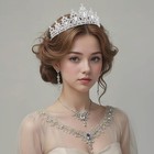 Silver Crystal Princess Queen Tiara - Bride Rhinestone Crowns Silver White