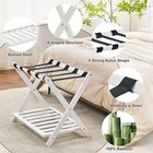 White Valet Luggage Rack  Bamboo Foldable Suitcase Stand  Assembled  5 Straps