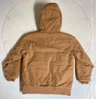 Carhartt Boys Size Small 7-8 Quilted Lined Jacket Brown Workwear Hood Pockets