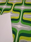 Awesome Rare Vintage Mid Century Retro 70s Lime Grn Stripe Rect Drops Fabric 