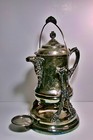 Antique Silverplate Monarch Silver Co  Tilting Water Pitcher Porcelain Insert