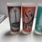 Seattle World   s Fair Frosted Glasses 1962 Set Of 6 Assorted Colors Vintage